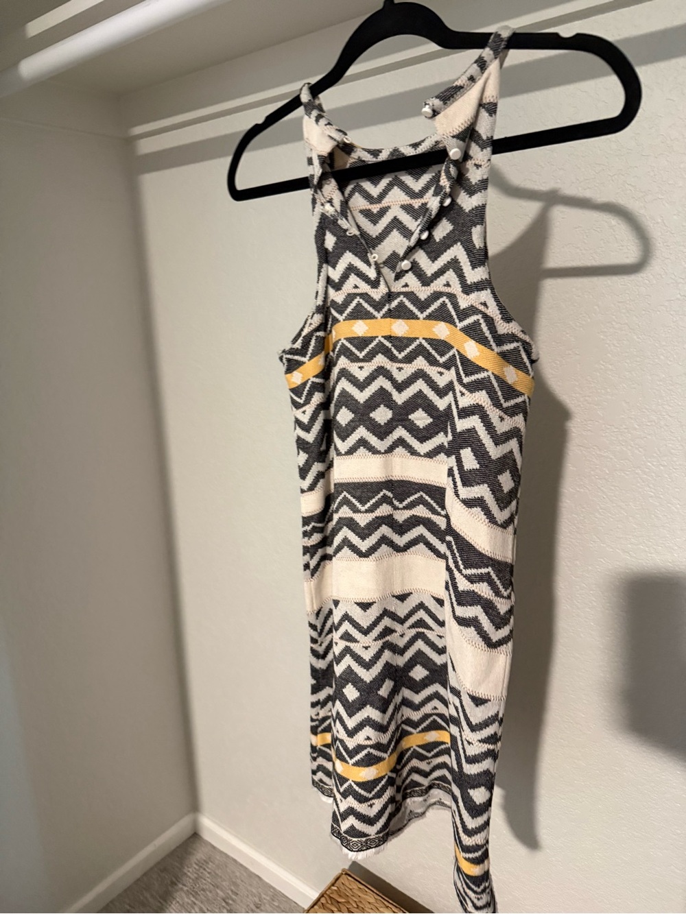 Jack by BB Dakota Black, White & Mustard Geometric Midi Dress - Picture 2 of 3
